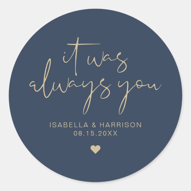 Adesivo Redondo MARINHO Elegante CAITLIN e Favor do Casamento Dour (Frente)