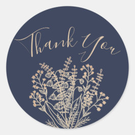 Adesivo Redondo Marinho Elegante e agradecimento Dourado