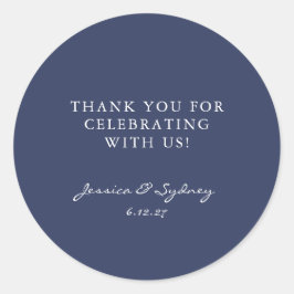 Adesivo Redondo Marinho Escuro Minimalista - Script Azul Personali