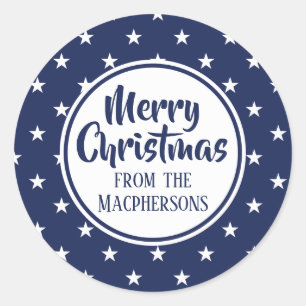 Adesivo Redondo Marinho Estrelas Vinhetas de Natal