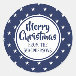 Adesivo Redondo Marinho Estrelas Vinhetas de Natal