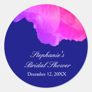 Adesivo Redondo Marinho Floral Cor-de- Azul Chá de panela Branco