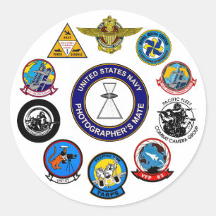 Adesivo Redondo Marinho Fotografer Commands Sticker