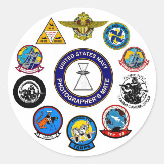 Adesivo Redondo Marinho Fotografer Commands Sticker