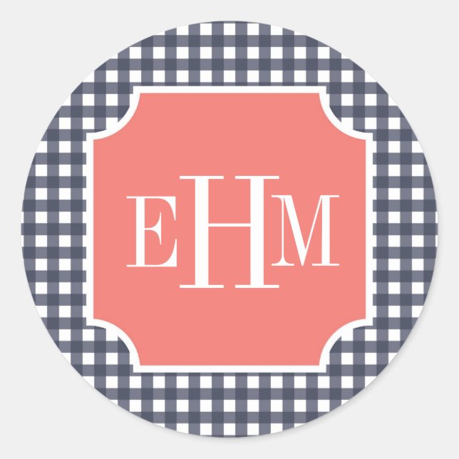 Adesivo Redondo Marinho Gingham (Frente)