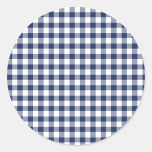 Adesivo Redondo Marinho Gingham Clássico Azul