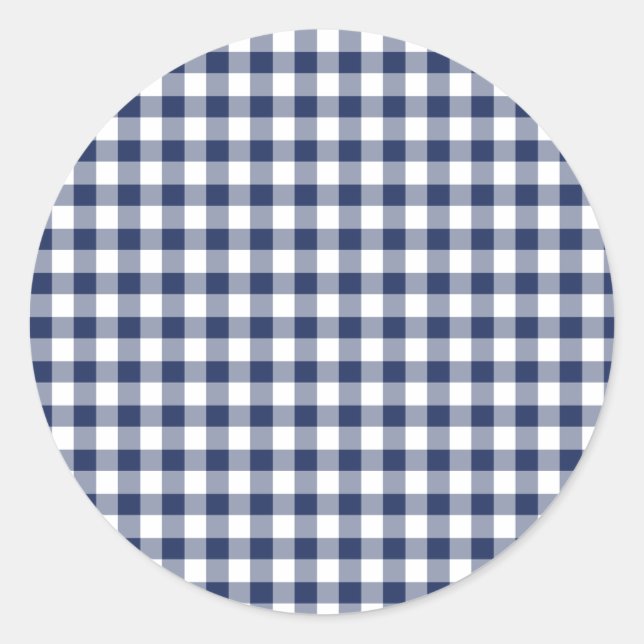 Adesivo Redondo Marinho Gingham Clássico Azul (Frente)