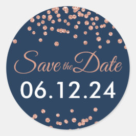 Adesivo Redondo Marinho Glitter Confetti Rosa de Data de Salvament