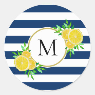 Adesivo Redondo Marinho Legal Stripe Amarelo Limões de Cor D'Águ