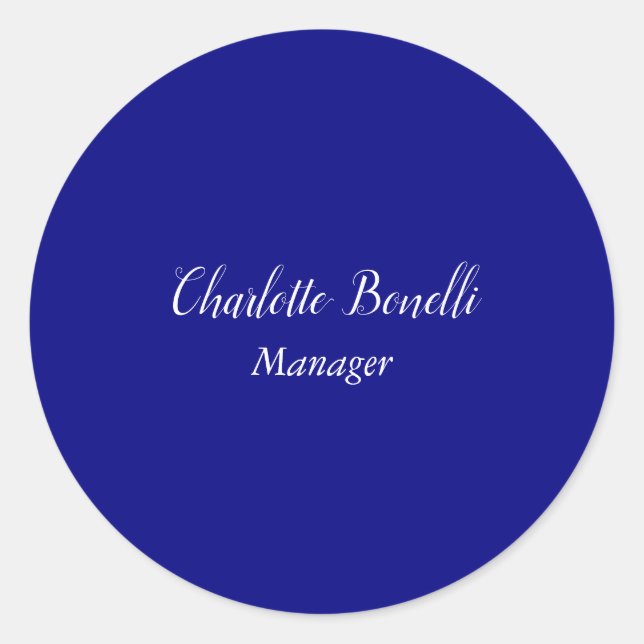 Adesivo Redondo Marinho mínimo profissional azul (Frente)