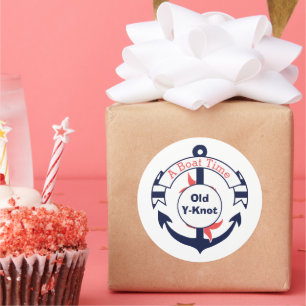 Adesivo Redondo Marinho Náutico Blue Anchor New Boat Congratulo