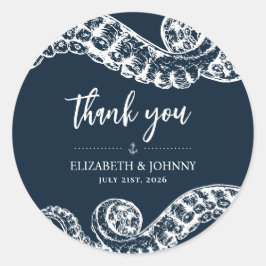 Adesivo Redondo Marinho Náutico Octopus Favor de Presente