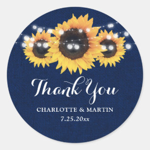 Adesivo Redondo Marinho Russo Azul Burlap Sunflower WedFavor