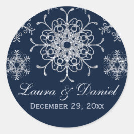 Adesivo Redondo Marinho Silver Glitter LOOK Snowflake Sticker