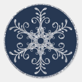 Adesivo Redondo Marinho Silver Glitter LOOK Snowflake Sticker