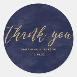 Adesivo Redondo Marinho Simples Aquarela e Casamento Monográfico D