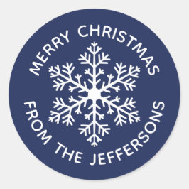 Adesivo Redondo Marinho Snowflake Vinhetas de Natal