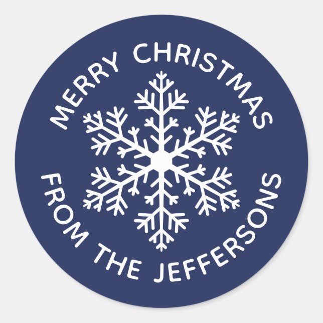 Adesivo Redondo Marinho Snowflake Vinhetas de Natal (Frente)