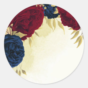 Adesivo Redondo marinho vermelho flores ouro folhas casamento