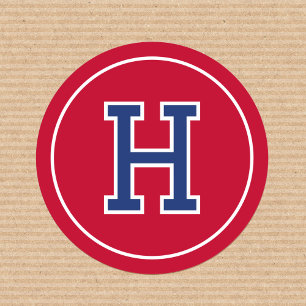 Adesivo Redondo Marinho Vermelho para Imagens Retroativas do Monog