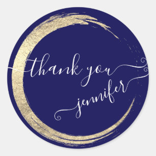 Adesivo Redondo Marinho White Obrigado Dourado Quadro Moderno