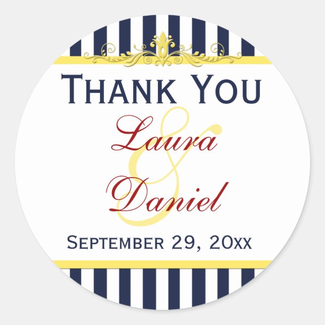 Adesivo Redondo Marinho White Yellow Strike Scroll Wedll Sticker (Frente)