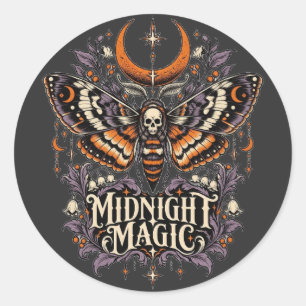 Adesivo Redondo Mariposa Cabeça de Morte Magia da Meia-Noite
