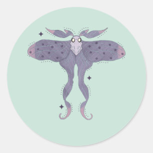 Adesivo Redondo Mariposa Roxa Caprichosa com Faíscas de Estrela