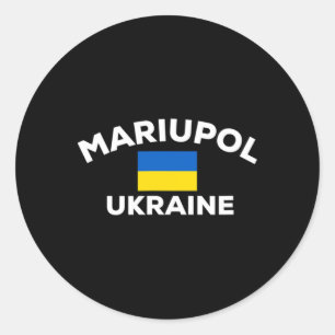 Adesivo Redondo Mariupol Ucrânia Bandeira Ucraniana Cidade