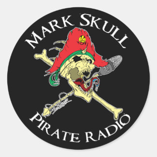 Adesivo Redondo Mark Skull Pirate Radio Sticker