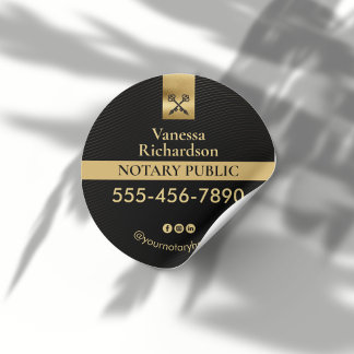 Adesivo Redondo Marketing de chave de esqueleto notarial Dourado E