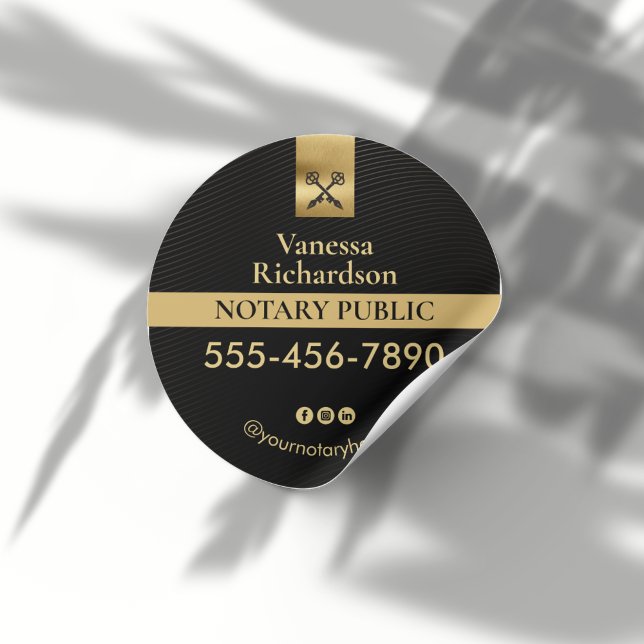 Adesivo Redondo Marketing de chave de esqueleto notarial Dourado E (Criador carregado)