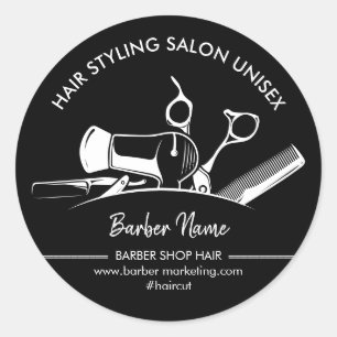 Adesivo Redondo Marketing de Estilista de Cabelo Barbeiro