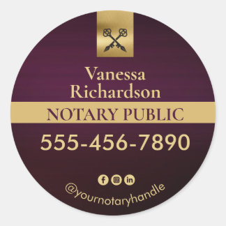 Adesivo Redondo Marketing notarial roxo e Dourado profissional