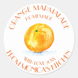 Adesivo Redondo Marmalade Laranja Cozinha Fruta Aquarela Clássica