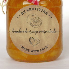 Adesivo Redondo Marmelada de laranja Rustic kraft Feita à Mão Com 