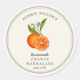 Adesivo Redondo Marmelada de Laranja Vintage em Pote de Geleia Cas