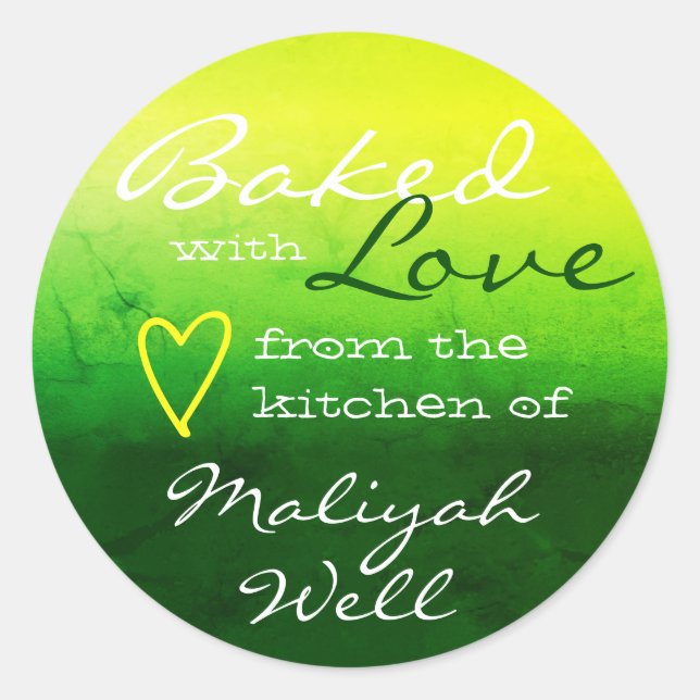 Adesivo Redondo Mármore Amarelo Verde da Natureza Feita com Coraçã (Frente)