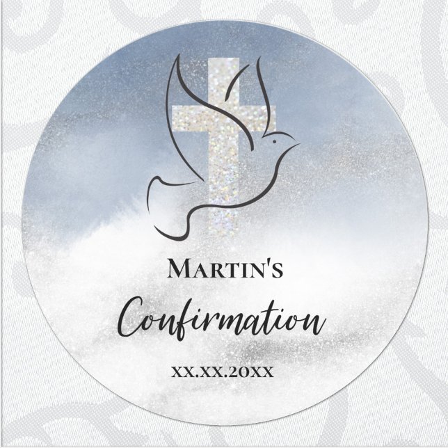 Adesivo Redondo mármore azul de confirmação (Criador carregado)