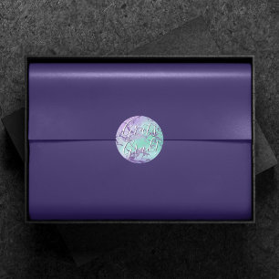Adesivo Redondo Mármore Chic   Graduação de Lavanda Roxo e Verde M