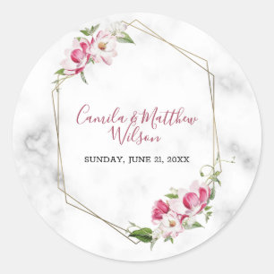 Adesivo Redondo Mármore E Flores