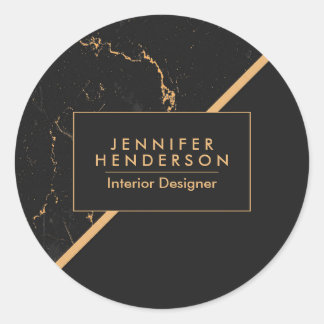 Adesivo Redondo Mármore Negro e Ouro