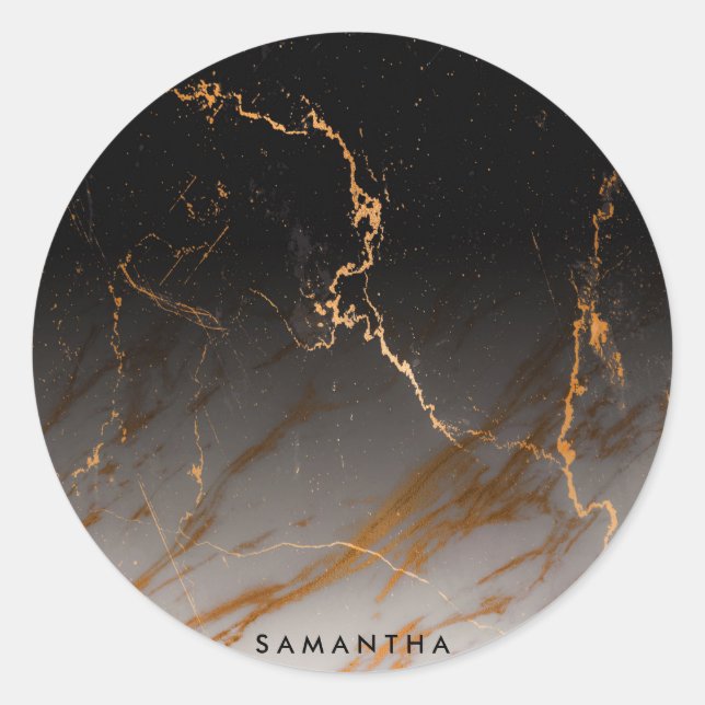 Adesivo Redondo Mármore Preto e Branco (Frente)