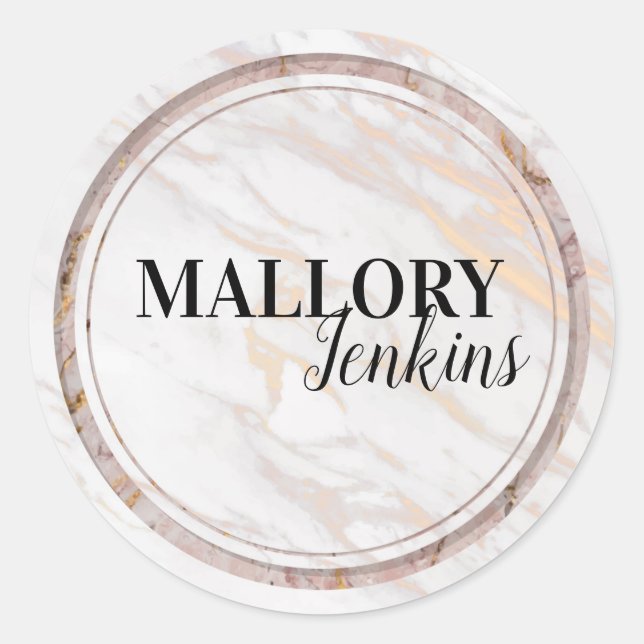 Adesivo Redondo Mármore Rosa Iridescente (Frente)