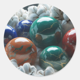 Adesivo Redondo Mármores De Algodão