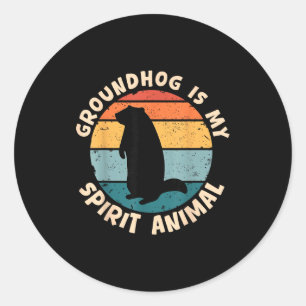 Adesivo Redondo Marmota é meu animal espiritual divertido Woodchuc