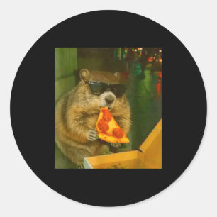 Adesivo Redondo Marmota engraçada, esquilo comendo pizza meme de r