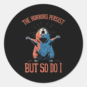 Adesivo Redondo Marmota sarcástica engraçada - Os horrores persist