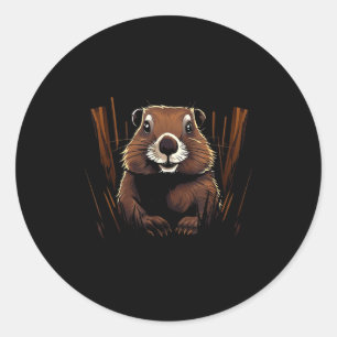 Adesivo Redondo Marmota Vida Selvagem Marmota Colorida Amante da V