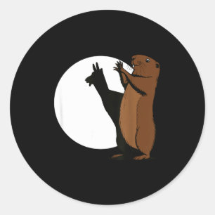 Adesivo Redondo Marmotas Llama Títere de Sombra Divertido Marmota